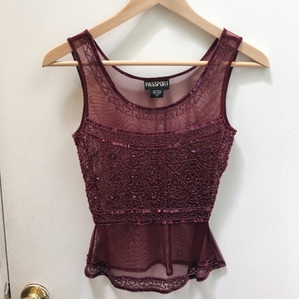 Indian made• Beaded sheer top